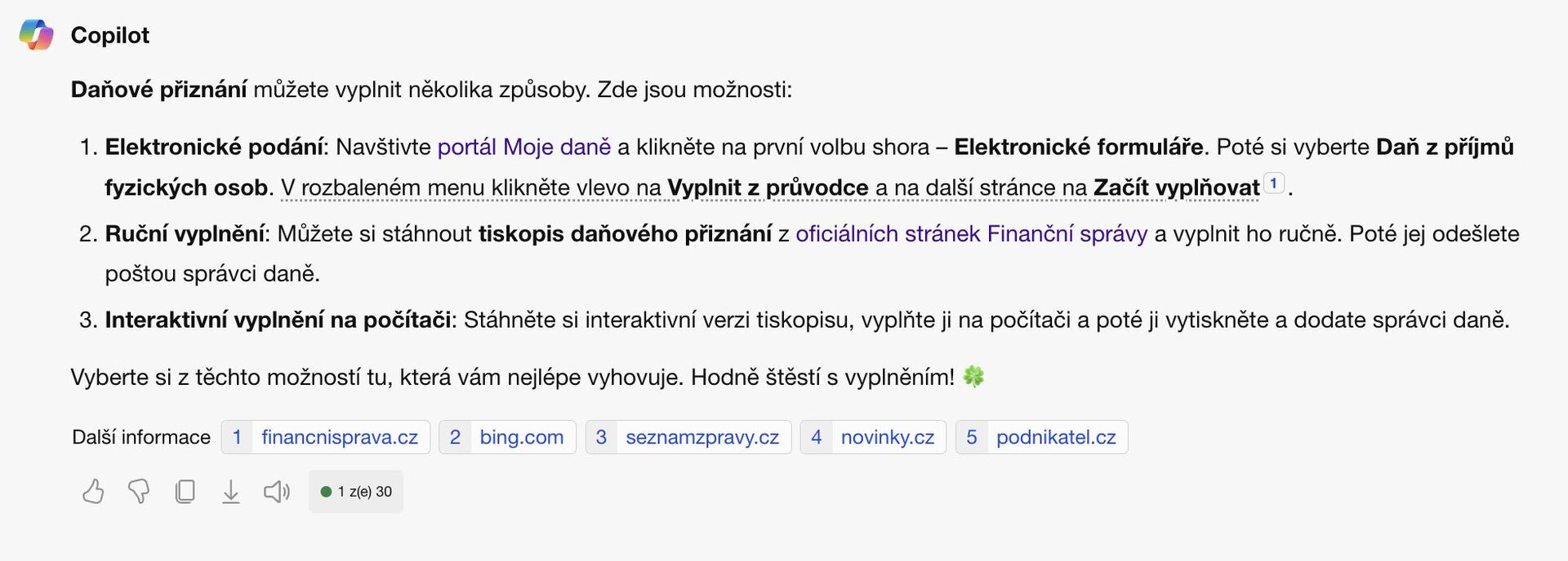 Jak vyplnit daňové přiznání podle Copilota
