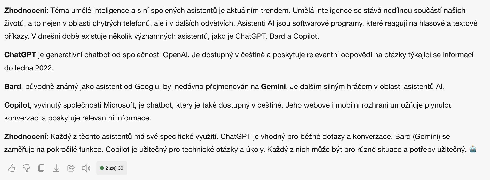 Sumarizace textu od Copilota