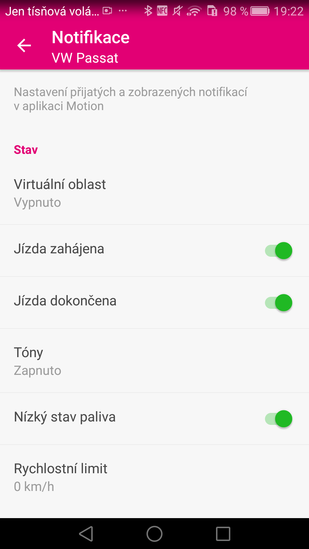 Android aplikace Motion