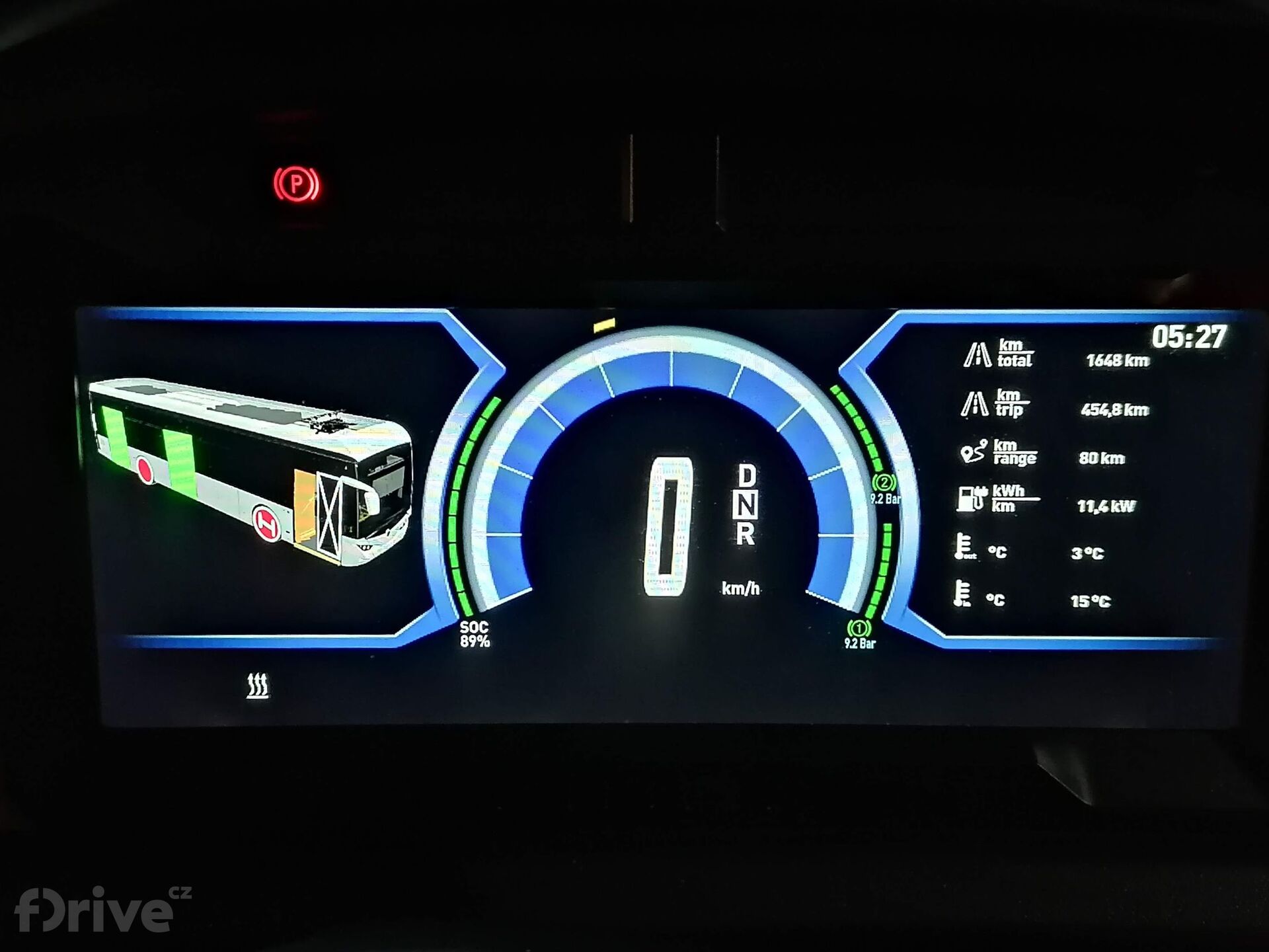 Škoda E´City 36 BB - hodnota energie před odjezdem na linku 154